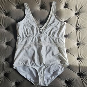 Asos Junarose Mesh Insert One Piece Swimsuit Plus Sz M White